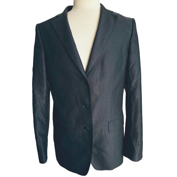 Zara Man Mens 40‎ Sport Coat Wool Silk 3 Button Navy Blue Blazer Jacket - Picture 1 of 15